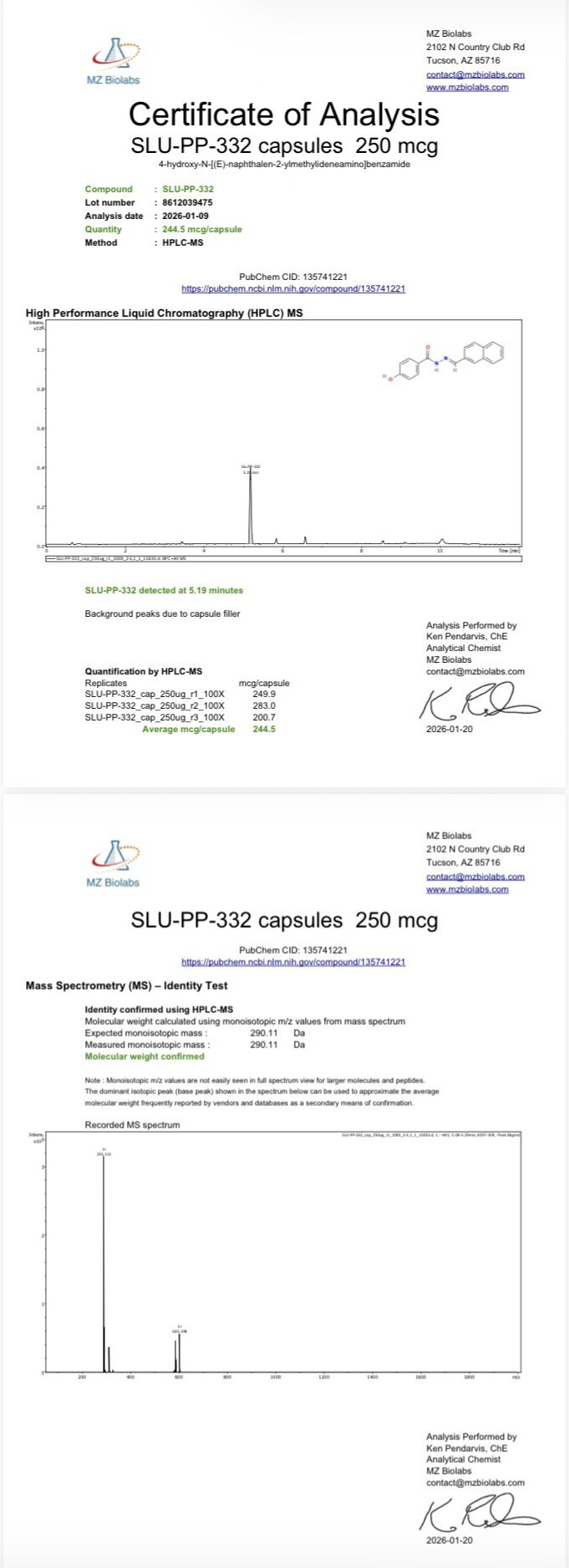 Certificate of Analysis